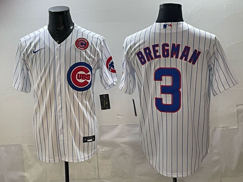 Men 2026 Chicago Cubs #3 Bregman White Stripe Game Nike MLB Jersey style 008->chicago cubs->MLB Jersey